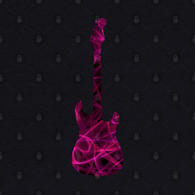 Pink on Purple Flame Guitar Silhouette by gkillerb